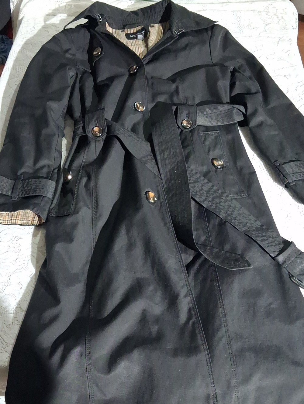 London Fog Black Double-Breasted Trench Coat